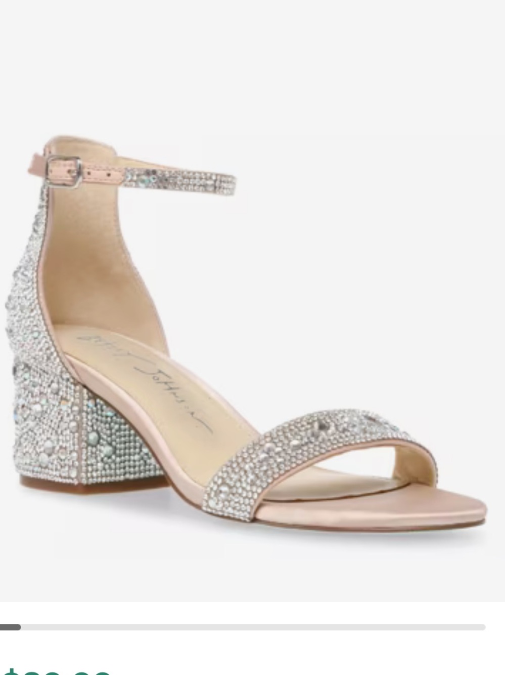 Betsey Johnson Mari Crystal Block Heel Sandal - Silver and Pale Pink